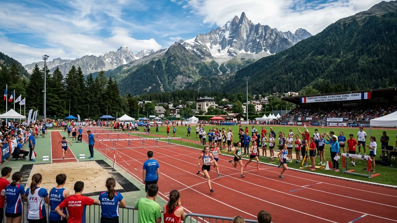 Athlétisme scolaire et paysage alpin d'Embrun
